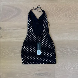 White Fox Mini Dress Halter Nice For What Size XS Black Silver thumbnail 3