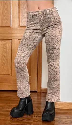 Frame Leopard Cheetah Print Pants Le Crop Mini Boot Jeans 25 ankle kick flare thumbnail 1