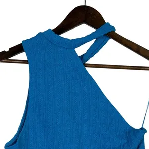 NWT Zara Cut Out Cable Knit Sleeveless Stretch Cropped Top Round Neck L Blue thumbnail 8