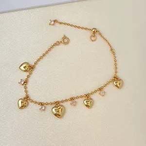 Adjustable CZ Love Heart Charm Bracelet for Women thumbnail 3