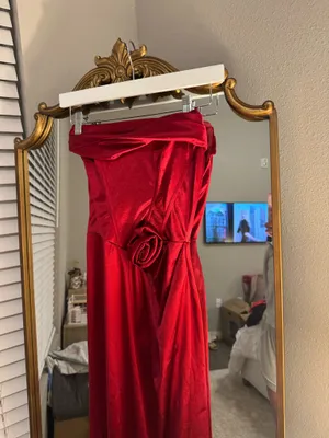 Lucy in the Sky Red Satin Dress thumbnail 4