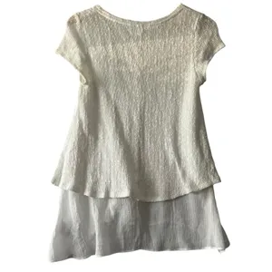 Meadow Rue Anthropologie‎ White Layered Knit Tunic Top XS Short Sleeve Flowy thumbnail 3