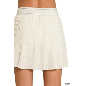 Zenana Woven High Waist Knife-Pleat Mini Skirt Lined Inner Pants - Small thumbnail 9