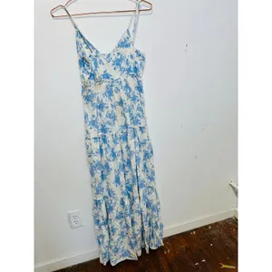 LoveShackFancy Women's White Blue Floral Garnita Floral Tiered Maxi Dress Size 0 thumbnail 8