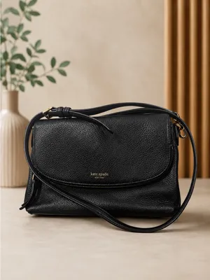 Kate Spade Black Polly Convertible Flap Leather Crossbody Bag Purse Length thumbnail 2