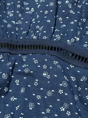 Madewell Navy Blue Printed Ruffle Mini Skirt Size S | Lined Cotton Elastic Waist thumbnail 6