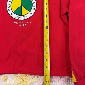 Mighty Fine Red Peace Love Unity S Crewneck Long Sleeve Crop‎ Top Women S thumbnail 4