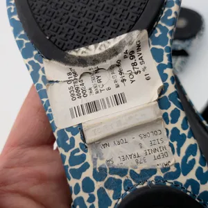 Tory Burch Minnie Travel Sandal Blue Leopard Print‎ Leather Thong Slingback 8M thumbnail 9