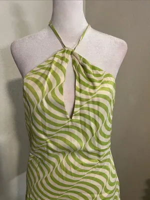 Zara Lime and White Halo Halter Mini Dress thumbnail 2