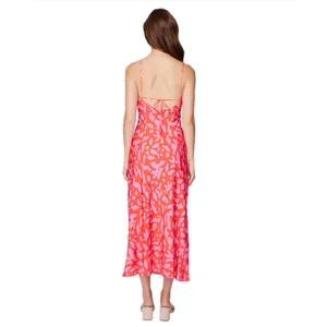 Lost and Wonder Midi Dress Slip Abstract Coral Pink Orange‎ Women Small $118 thumbnail 4