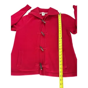 LL Bean Red Toggle Rope Cotton Sweater Cardigan Longsleeve Womens Size XL thumbnail 4