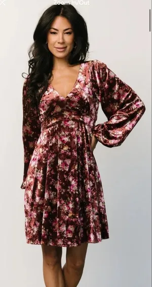 Baltic Born Teri Velvet Short Dress Womens Size XL Wedding Guest Fall Floral thumbnail 1