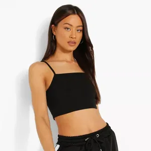 Boohoo Racer Neck Cotton Crop Top NWT Black Size US 8 Medium thumbnail 9