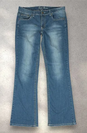 Y2K Royal Premium Bootcut Jeans Women's 10 Rhinestone Embroidered Flap Pockets thumbnail 1