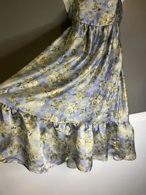 Wild Fable Dress Womens Small Blue Floral Satin Maxi Sundress Ruffle Hem thumbnail 6