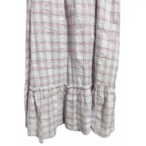 English Factory Plaid Midi Dress W/Ruffles White/Purple Women's Size‎ Small thumbnail 6