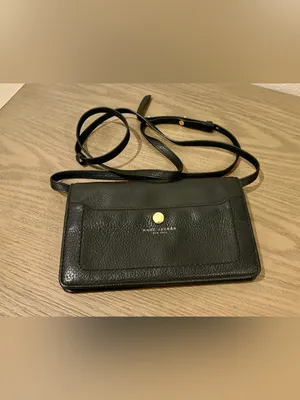 Marc Jacobs Black Pebbled Leather Crossbody Wallet with Removable Snap thumbnail 3