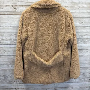 Altar'd State Womens L Coat Faux Fur Tan Beige Double Breasted Teddy Bear Fur thumbnail 5