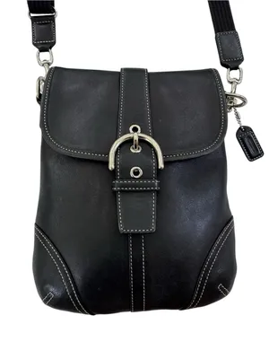 Vintage Coach Black Leather Soho Duffle Flap Crossbody Bag 9480 Y2K thumbnail 16