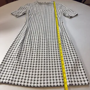 American Living Houndstooth Mock Neck Short Sleeve Sheath Dress Black White thumbnail 6