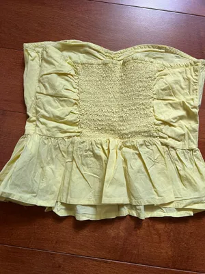 Maeve ANTROPOLOGIE Light Yellow Strapless Top thumbnail 3