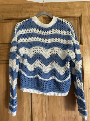Lulus Blue Striped Open Cardigan  thumbnail 5