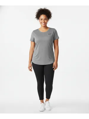 Nike Pro Dri-Fit Shirt Womens Small Gray Fitted Athletic Crew Neck Tee thumbnail 5