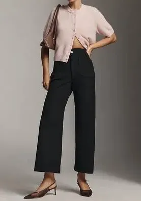 Anthropologie Maeve The Colette Stretch Twill Crop Wide-Leg Pants, Size 26 thumbnail 3