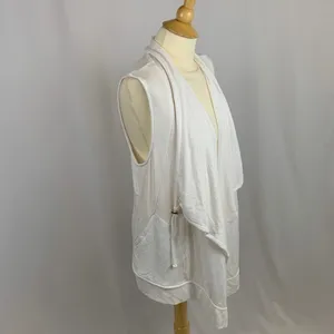 ATHLETA Women's‎ White Sleeveless Cardigan Size Small Drape Front Athleisure thumbnail 5