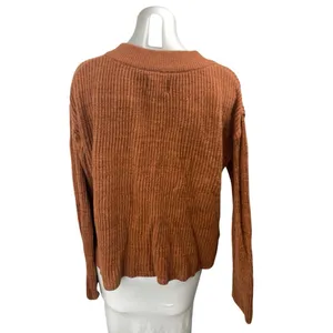 Pact Women's Brown Rib Knit Long Sleeve Pullover Sweatshirt Sweater Top Size S thumbnail 2