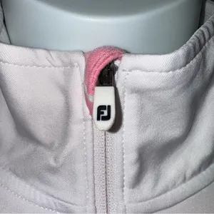 FOOTJOY Quarter Zip Pullover Top Size M Pink White Striped Long Sleeve Workout thumbnail 2