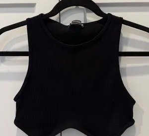 Zara Black Ribbed Tank Top thumbnail 1