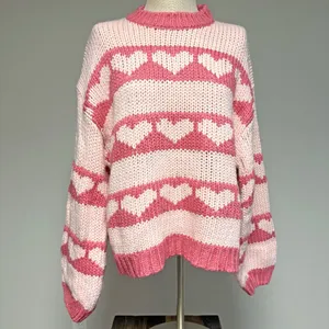 BaeVely Heart Knit Sweater Pink Size M thumbnail 4
