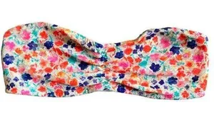 VICTORIA'S SECRET PINK Multicolor Floral Print Lace Bandeau Bra, Large thumbnail 1