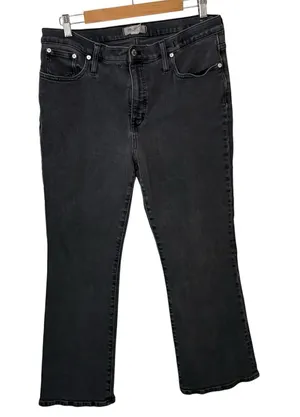 Madewell mid rise kick out jeans black plus size 32 straight leg cotton casual thumbnail 1