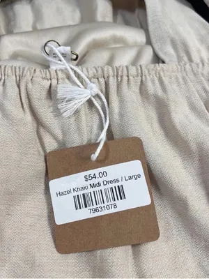 Blu Pepper Hazel Khaki Midi Dress NWT Boho Tiered Open Back Tie Cream Large thumbnail 11
