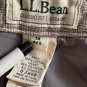 LL Bean Classic Fit Herringbone Pants Tan Womens 14 Flat Front Trousers Straight thumbnail 9