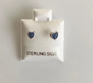 925 Sterling Silver Blue Heart Earring Studs thumbnail 1