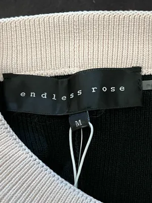 Endless Rose Dress Womens Medium Black Cream Contrast Knit Sweater Mini Gold thumbnail 8