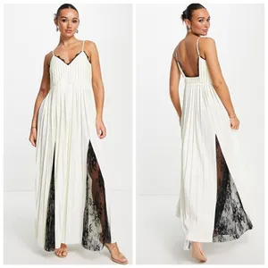 ASOS Cami Pleated Maxi Dress with Lace Trim Size 4 thumbnail 3
