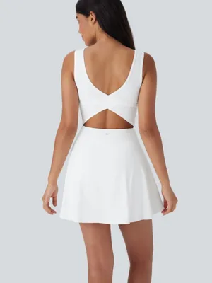 NWOT Halara White SoftlyZero Airy U Neck 2-in-1 Pocket Mini Active Dress thumbnail 2