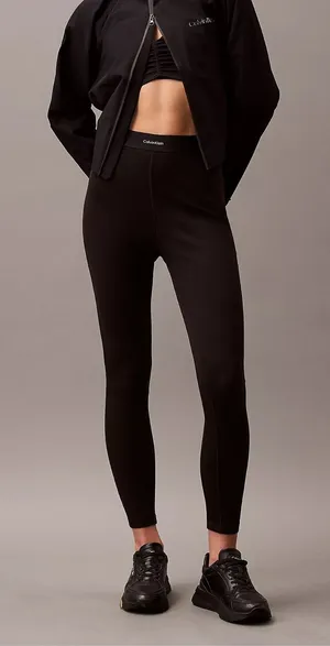 Calvin Klein‎ Womens Black Cotton Stretch Rib Leggings QS7220-002 Size M NWT thumbnail 1