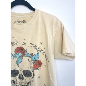 Poison Band Tee T-Shirt XS Skull Roses Life Loves A Tragedy Graphic Retro‎ Cream thumbnail 4