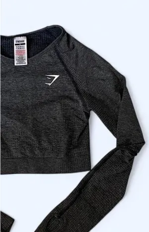 Gymshark seamless cropped long sleeve workout top thumbnail 3