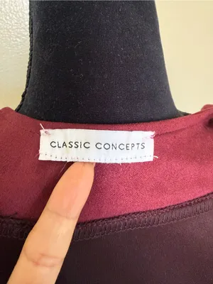 Classic Concepts Burgundy Faux Suede Belted Jacket Cardigan Medium thumbnail 8