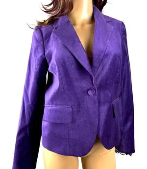 Apostrophe Women's Purple Velvet Blazer Black‎ Lace Sz 6P color purple NWT thumbnail 1