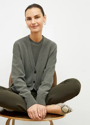 MM Lafleur The Cookie Cardigan Sleek Cotton in Fossil thumbnail 1