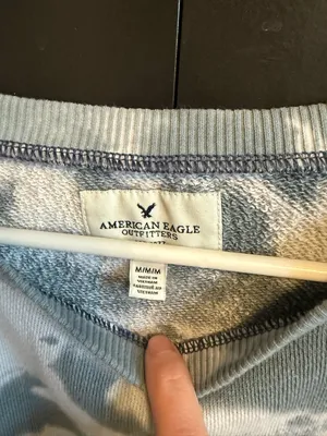 American Eagle Outfitters Pale Blue & White Tie-Dye Crewneck thumbnail 3