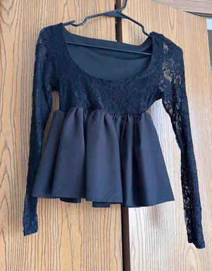 Amazon Lace Long Sleeve Peplum Top thumbnail 1