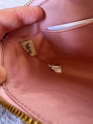 NWT Coach CEF72 Corner Zip Wristlet Signature Canvas with Charm Gold Powder Pink thumbnail 6